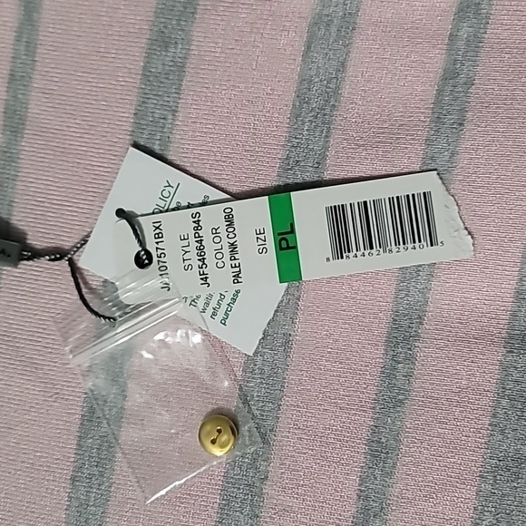 Joseph A. Pink/Grey Striped Lightweight Turtleneck Sweater Women's‎ Petite Large - Picture 2 of 10